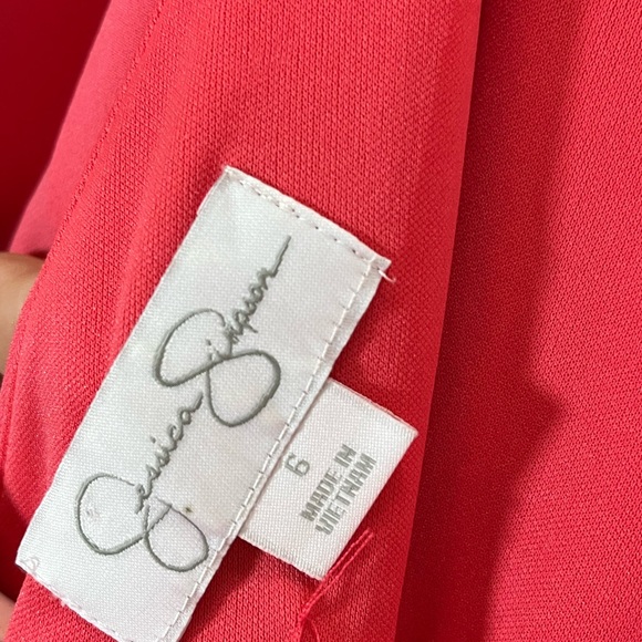 Jessica Simpson Coral Mini V Swoop Back Dress SZ 6 - Picture 6 of 6